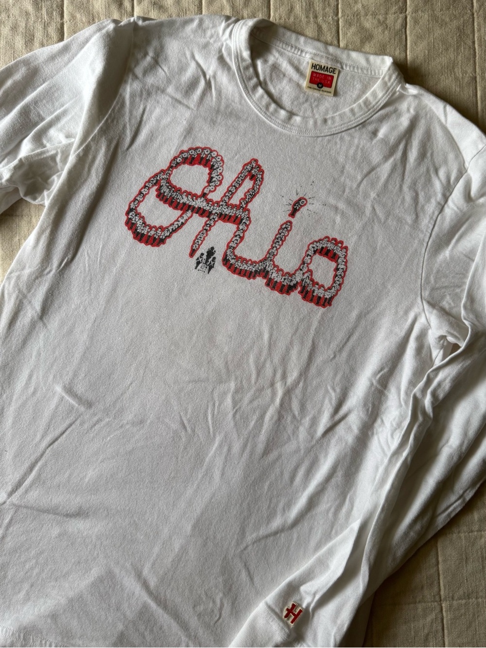 Homage "Script Ohio" White Long Sleeve Graphic Tee